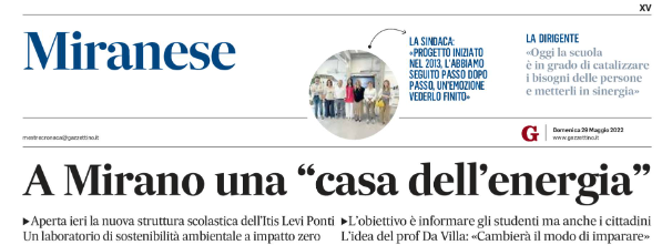 inaugurazione CASA energia Gazzettino 29 05 2022